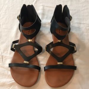 Strappy zip up sandals